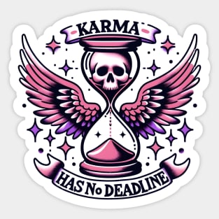 "Karma Has No deadline" Skull in Hourglass Sticker